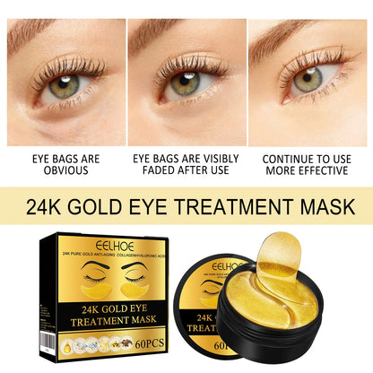 24K Gold Hydrogel Eye Masks – Dark Circles & Puffiness Treatment (60 Pcs)