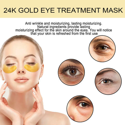 24K Gold Hydrogel Eye Masks – Dark Circles & Puffiness Treatment (60 Pcs)