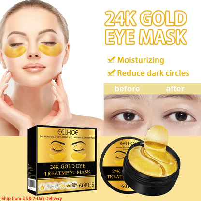 24K Gold Hydrogel Eye Masks – Dark Circles & Puffiness Treatment (60 Pcs)