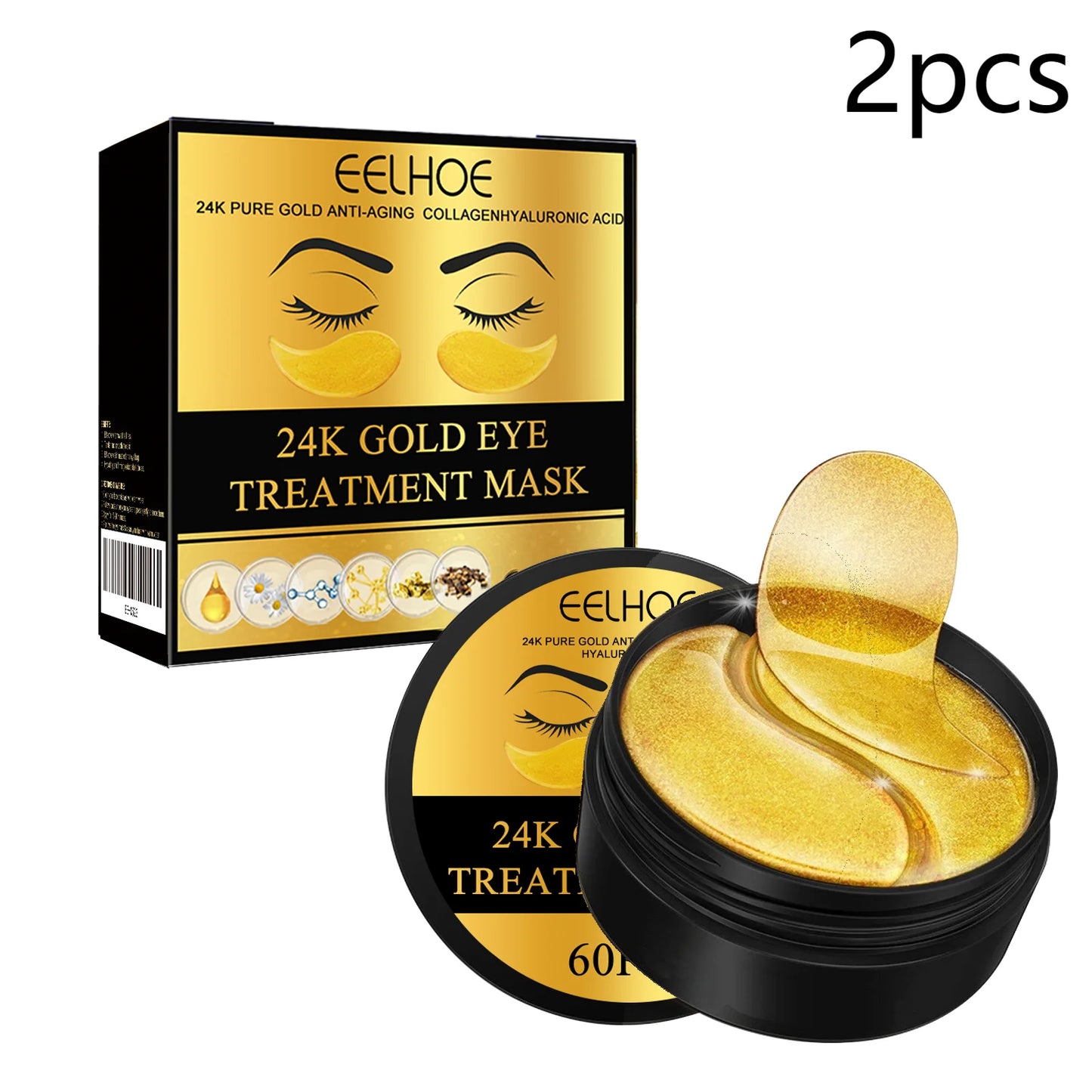 24K Gold Hydrogel Eye Masks – Dark Circles & Puffiness Treatment (60 Pcs)