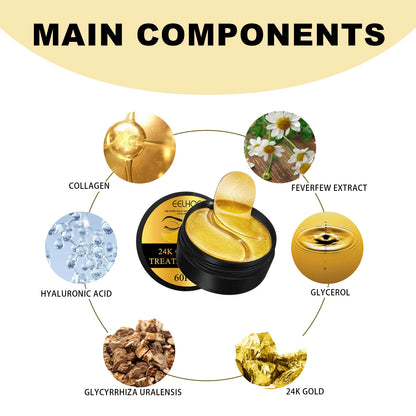 24K Gold Hydrogel Eye Masks – Dark Circles & Puffiness Treatment (60 Pcs)